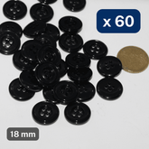 60 Pieces Black Galalite Buttons 4 Holes size 18MM #KG4500028 - ACCESSOIRES LEDUC BV